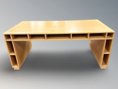 After Ricardo Bofill (1939 - 2022) : A beech veneered pedestal desk, manufactured for Habitat,