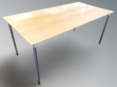 A Danish Magnus Olesen metal and laminated wood rectangular dining table, 160 cm x 80 cm x 70 cm.