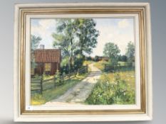 Danish School : A rural track, oil on board, 54 cm x 45 cm.