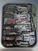 A group of die cast scale locomotives and tenders including Lima.