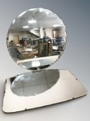 Two Art Deco frameless mirrors, widest 66 cm.