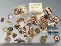 A group of badges including St Johns, WWII period, etc.