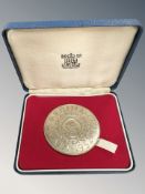 A Queen Elizabeth II Silver Jubilee Sterling silver medallion, cased.