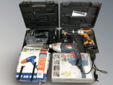 A power drill, a further boxed Worx drill with charger, a Ferrex 18v cordless nail gun,