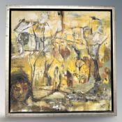 Danish School : Surrealist landscape, oil on canvas, 40 cm x 40 cm.