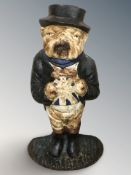 A painted metal bulldog doorstop, height 24 cm.