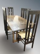 A contemporary Charles Rennie Mackintosh style dining table, 190 cm x 90 cm x 73 cm,