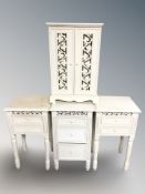 A pair of modern two drawer bedside tables and two further painted cabinets (4)