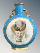 A Minton porcelain moon flask vase, shape 1348,