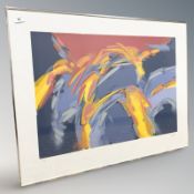 A Danish abstract colour print, indistinctly signed, numbered 78 / 90, 90 cm x 69 cm.