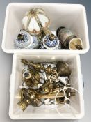 A group of porcelain and brass lamp bases (two boxes)