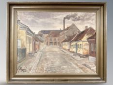 Danish School : Road through a village, oil on canvas, 60 cm x 46 cm.