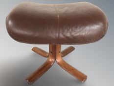 A Scandinavian bentwood and stitched leather footstool.