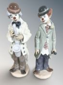 A Lladro clown violinist No. 5472 and clown saxophonist No. 5471.
