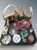 A group of Italian art glass items, several paperweights including Selkirk.