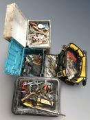 A Stanley toolbag, assorted hand tools, etc.