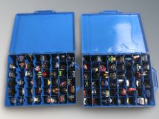 Two Hot Wheels collector's cases filled with cars