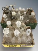 A quantity of pressed glass decanters, drinking glasses, etc.