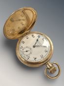 A gold plated full hunter pocket watch signed Northern Goldsmiths, Admiralty,