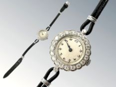 A lady's Art Deco platinum and diamond wristwatch,