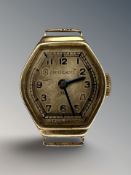 A vintage lady's 9ct gold Rolco wristwatch, case back numbered 583367 572, case 16mm.