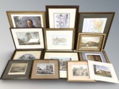 A group of pictures and prints, Robert Turnbull signed print of Warkworth Castle, numbered 176/250,