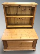 A modern pine open bookcase,
