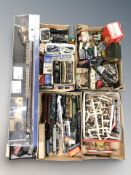 A quantity of model railway buildings, various rolling stock, etc.