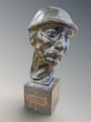 A French bronze bust 'Les Scouts de Charleroi UFAC-COFAC au Colonel Louveau, 17-12-38', height 27cm.
