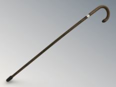 A silver collared walking stick, engraved 1914/1918,