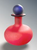 A Murano glass bottle vase and stopper, probably designed by Franco Moretti, height 16.