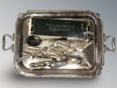 A large EPNS twin-handed serving tray,