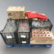 A large quantity of pub/restaurant glasses, bar mats,