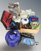 A quantity of camping supplies.