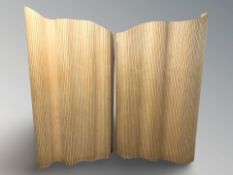 A modern two section articulated room divider, height 160 cm.