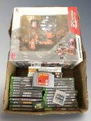 A transformable car toy in box, and a quantity of Xbox 360,