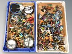 A quantity of modern Skylanders figurines.