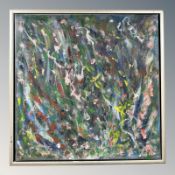 Contemporary School : Abstract composition, oil on canvas, indistinctly signed, 50 cm x 50 cm.