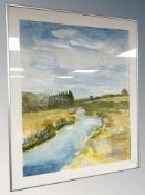 Continental School : A rural stream, watercolour, 52 cm x 42 cm.