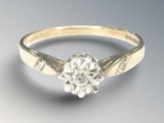 A 9ct yellow gold ring set with a small diamond, size N CONDITION REPORT: 1.5g.