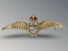 A 9ct gold and enamel Fleet Air Arm sweetheart brooch, width 43mm.