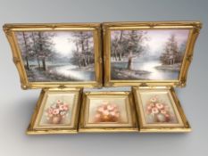 Wayland (Contemporary) : Two oil on canvas forest scenes, each 39 cm x 50 cm,