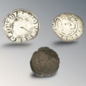 An Edward I (1272-1307) silver long cross penny, London Mint, another of the Canterbury Mint,