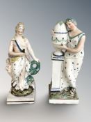 An early 19th century Staffordshire pearlware figure of Venus and Cupid, circa 1800, height 21.