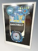 A Danish gallery print, 83 cm x 59 cm, together with another print and a further picture on silk.