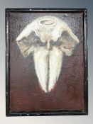 Contemporary School : Bird skull, oil on canvas, indistinctly signed verso and dated 2011,
