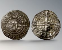 An Edward I (1272-1307) silver long cross penny, Canterbury Mint. Fine/very fine, slight bend.