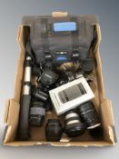 A Minolta Dynax SPxi camera, a Canon EOS3000 camera, together with a camera bag, various lenses,