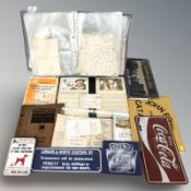 A quantity of postcards, signs, various ephemera, booklets, correspondence, etc.