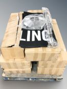 A quantity of bar/restaurant chrome metal pillars with fabric barriers bearing Carling advertising